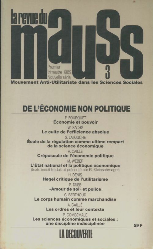 Livrenpoche : La revue du Mauss n°3 - Collectif - Livre