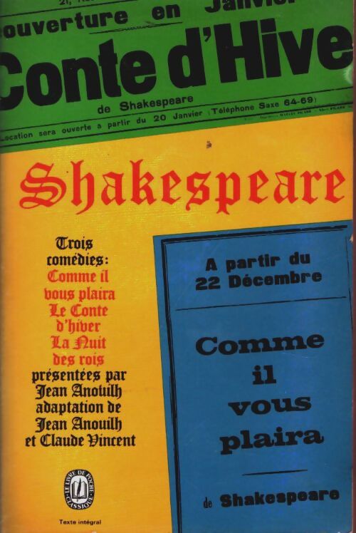 Livrenpoche : Trois comédies - William Shakespeare - Livre