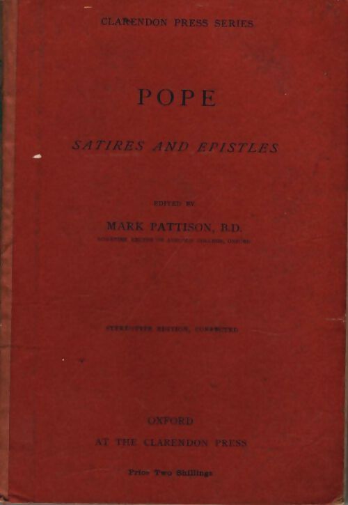 Livrenpoche : Pope : Satires and epistles - Mark Pattinson - Livre