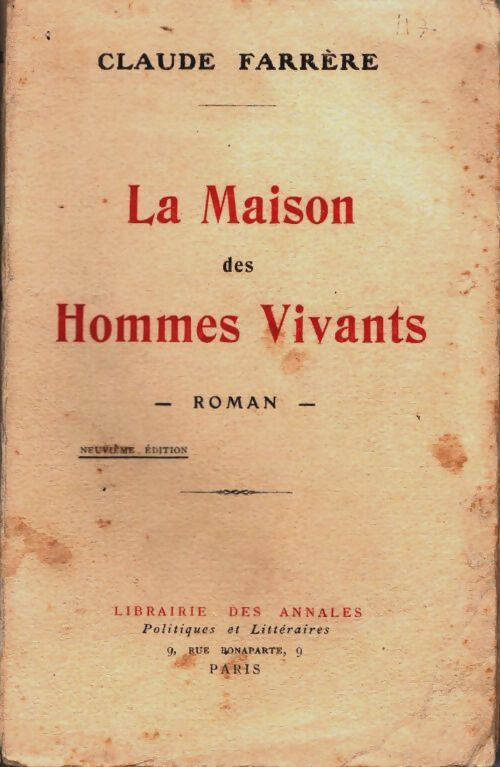 Livrenpoche : La maison des hommes vivants - Claude Farrère - Livre