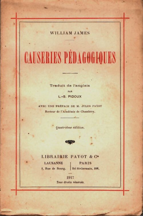 Livrenpoche : Causeries pédagogiques - William James - Livre