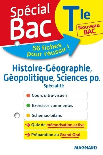Livrenpoche : Spécial Bac Fiches Histoire-Géo Géopolitique Sciences Po Terminale Bac 2021 : Tout le programme en 55 fiches cours utlra-visuel schémas-bilans exercices quiz et Grand oral - Nicolas Verlaque - Livre