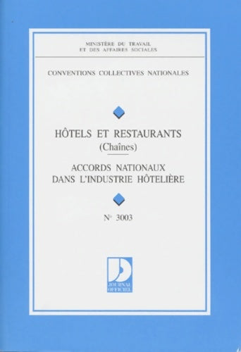 Livrenpoche : Hôtels et restaurants : Accords nationaux dans l'industrie hôtelière - Collectif - Livre
