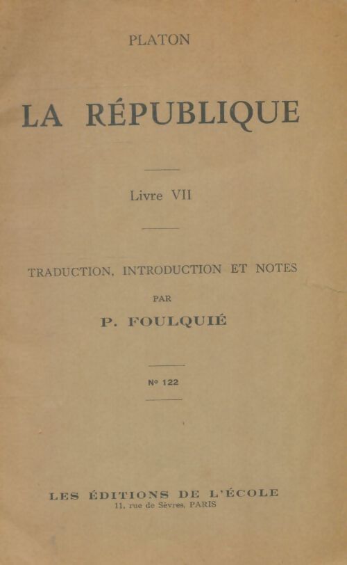 Livrenpoche : République Livre VII - Platon - Livre