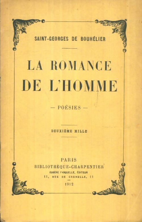 Livrenpoche : La romance de l'homme - Saint-Georges De Bouhélier - Livre