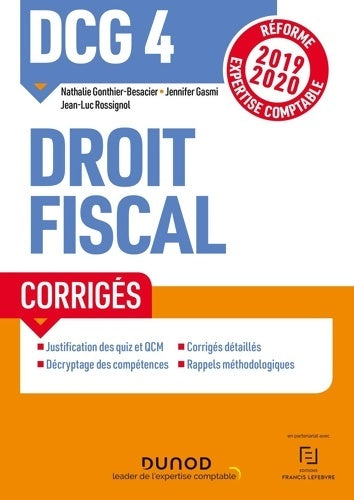 Livrenpoche : DCG 4 Droit fiscal - Corrigés - Réforme 2019/2020 : Réforme Expertise comptable 2019-2020 - Nathalie Gonthier-Besacier - Livre