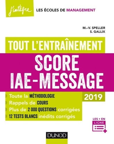 Livrenpoche : Score IAE-message : tout l'entraînement - Marie-Virginie Speller - Livre