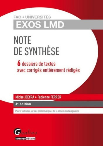 Livrenpoche : Exos LMD - Exercices corrigés de note de synthèse - Michel Deyra - Livre