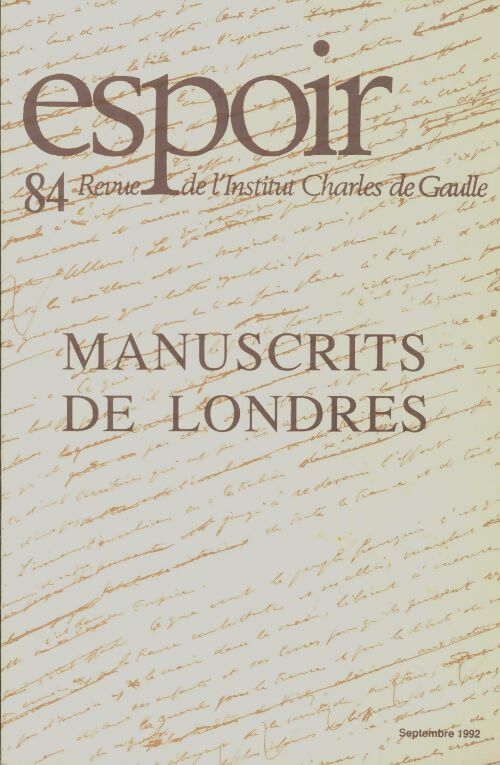 Livrenpoche : Espoir n°84 : Manuscrits de Londres - Collectif - Livre