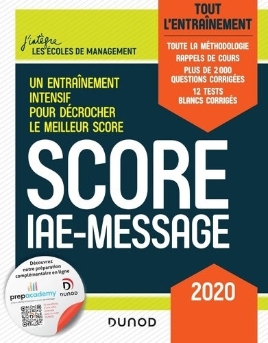 Livrenpoche : Score IAE-Message - 2020 : Tout l'entraînement - Marie-Virginie Speller - Livre