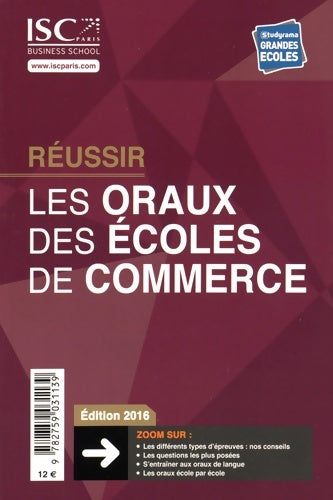 Livrenpoche : Réussir les oraux des écoles de commerce - Isc - Livre