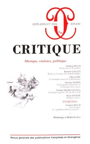 Livrenpoche : Critique 829-830 Musique et politique - Collectif - Livre