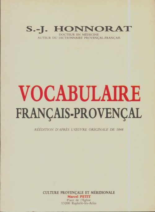 Livrenpoche : Vocabulaire français-provençal - Simon Jude Honnorat - Livre