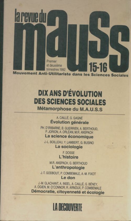 Livrenpoche : La revue du Mauss n°15-16 - Collectif - Livre