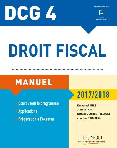 Livrenpoche : Droit fiscal DCG 4 - Emmanuel Disle - Livre