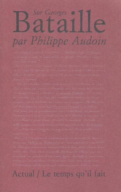 Livrenpoche : Sur Georges Bataille - Philippe Audoin - Livre
