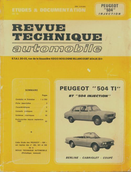 Livrenpoche : Peugeot 504 TI et 504 injection - Collectif - Livre