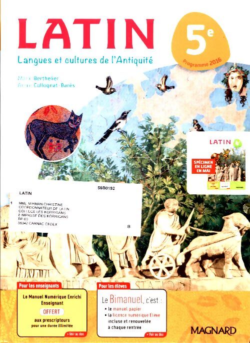 Livrenpoche : Latin 5e . Manuel élève - Marie-Dominique Berthelier - Livre