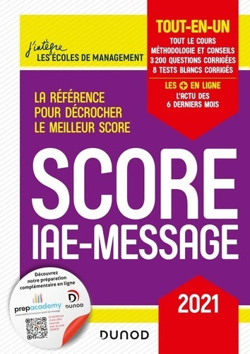 Livrenpoche : Score IAE-Message - 2021 - Tout-en-un : Tout-en-un - Marie-Virginie Speller - Livre