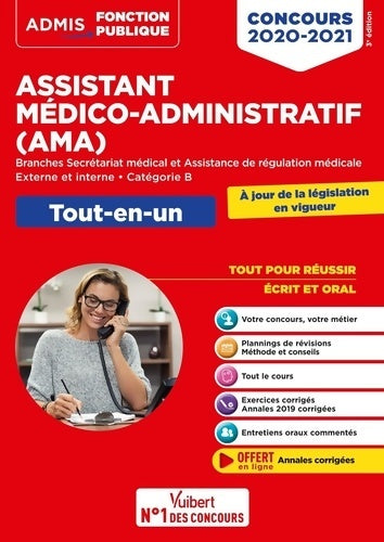 Livrenpoche : Concours Assistant médico-administratif - Catégorie B - Tout-en-un : AMA - Branches Secrétariat médical et Assistance de régulation médicale - Concours externe et interne 2020/2021 - Mandi Gueguen - Livre