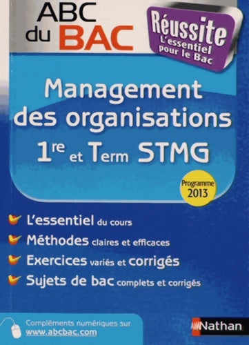Livrenpoche : ABC du BAC Réussite Management des organisations 1re et Term STMG - Marie-josé Chacon Benito - Livre