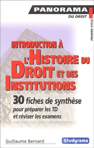 Livrenpoche : Introduction à l'histoire du droit et des institutions - Bernard - Livre