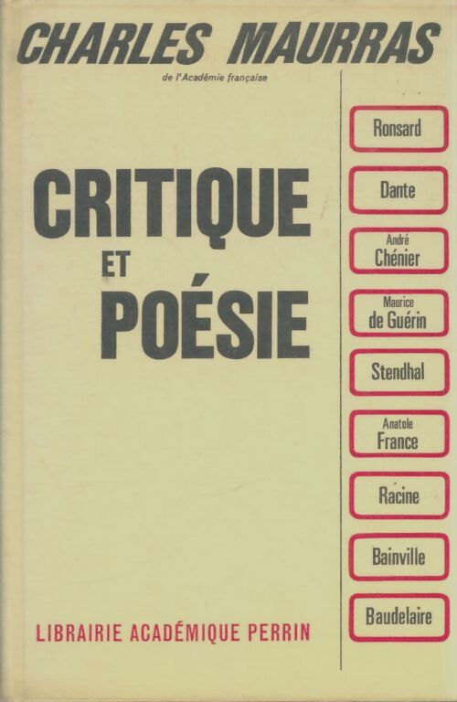 Livrenpoche : Critique et poésie - Charles Maurras - Livre
