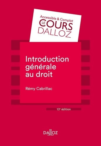 Livrenpoche : Introduction générale au droit - Rémy Cabrillac - Livre