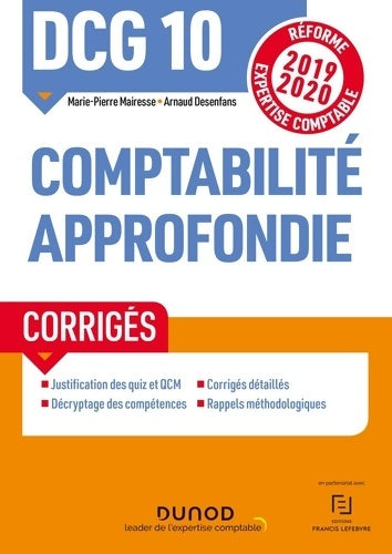 Livrenpoche : DCG 10 Comptabilité approfondie - Corrigés - Réforme 2019-2020 : Réforme Expertise comptable 2019-2020 - Marie-Pierre Mairesse - Livre