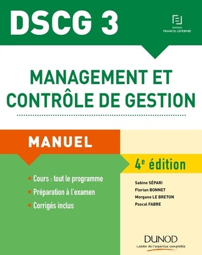 Livrenpoche : Management et contrôle de gestion DSCG 3 : Manuel - Sabine Sépari - Livre