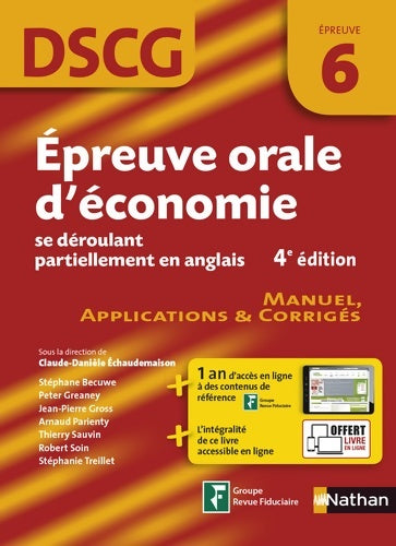 Livrenpoche : Épreuve orale d'économie se déroulant partiellement en anglais - DSCG 6 - Manuel applications et corrigés - Stéphane Bécuwe - Livre