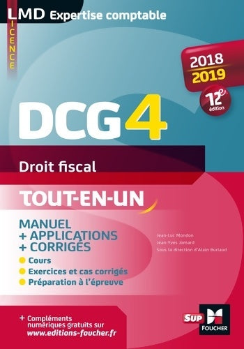 Livrenpoche : DCG 4 - Droit fiscal - Manuel et applications - 2018-2019 - 12e édition - Préparation complète - Jean-Yves Jomard - Livre