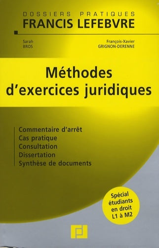 Livrenpoche : Méthodes d'exercices juridiques - Sarah Bros - Livre
