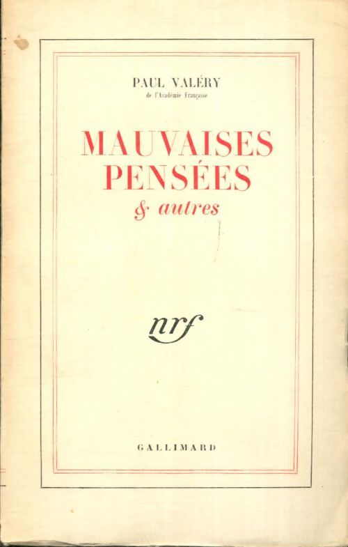 Mauvaises pensées & autres - Paul Valéry - Livre