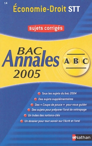 Livrenpoche : Economie-Droit Bac STT : Sujets corrigés - Thérèse Forgeat - Livre