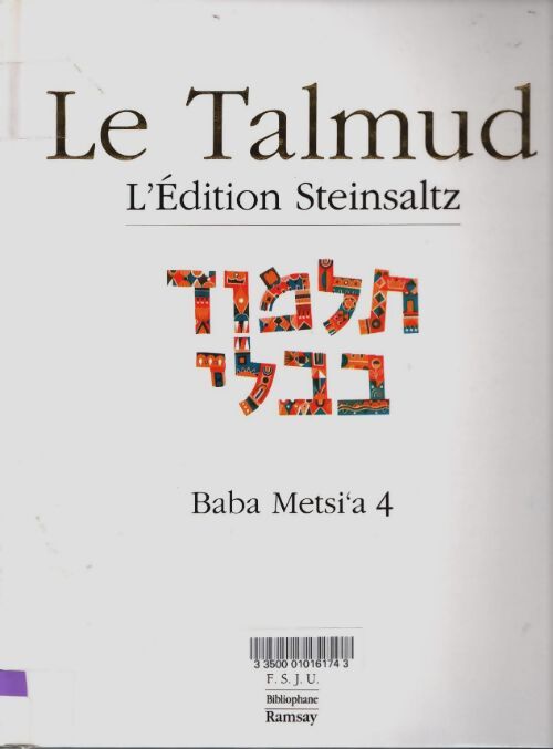 Livrenpoche : Le talmud : Tome XVI baba metsi'a 4 - Jean-Jacques Gugenheim - Livre