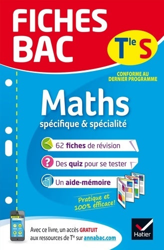 Livrenpoche : Fiches bac Maths Terminale S  : Fiches de révision Terminale S - Jean-Dominique Picchiottino - Livre