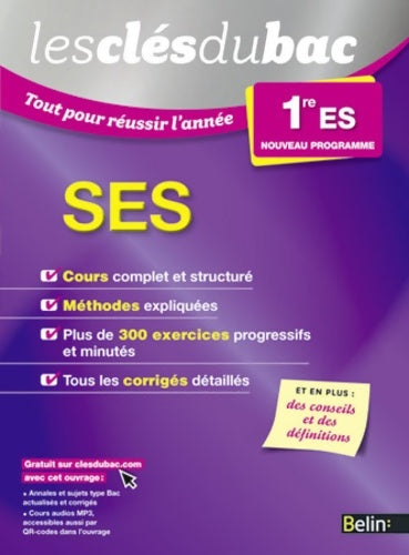 Livrenpoche : Sciences économiques et sociales - Première ES : Les clés du bac - Igor Martinache - Livre