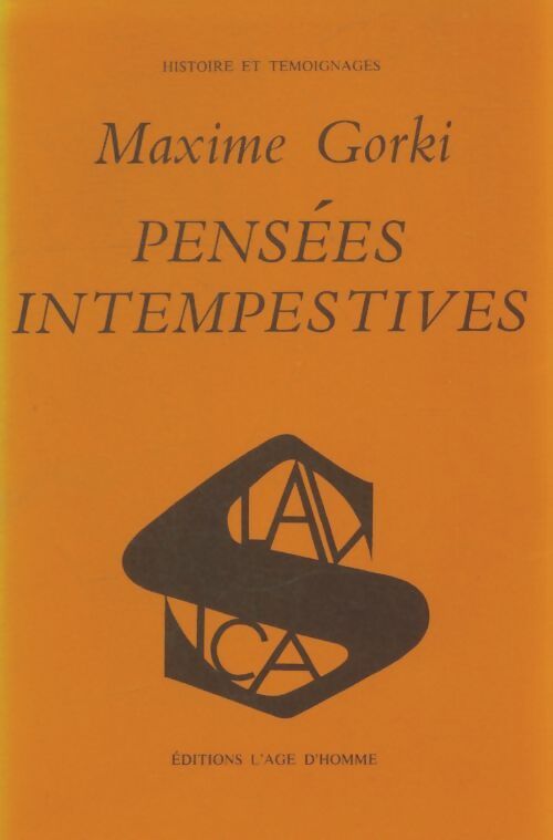 Livrenpoche : Pensées intempestives - Maxime Gorki - Livre