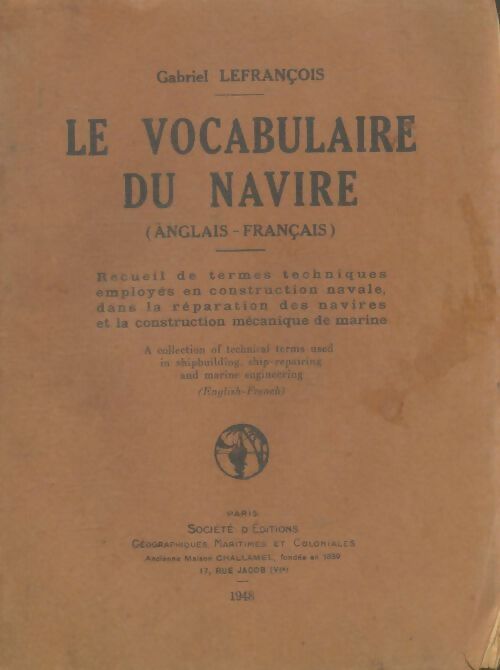 Livrenpoche : Le vocabulaire du navire : Anglais-français  - Gabriel Lefrançois - Livre