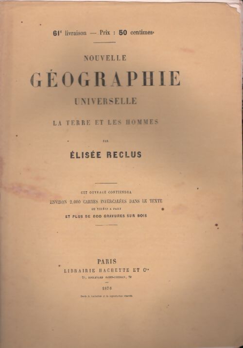 Livrenpoche : Nouvelle géographie universelle n°61 - Elisée Reclus - Livre