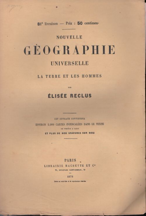 Livrenpoche : Nouvelle géographie universelle n°81 - Elisée Reclus - Livre