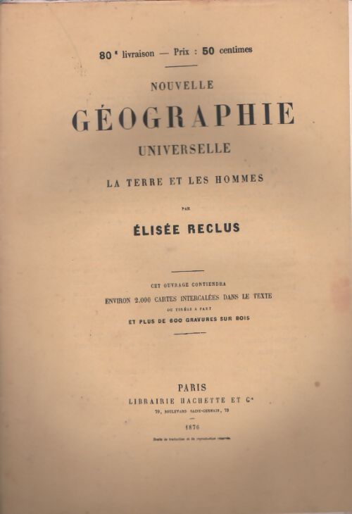 Livrenpoche : Nouvelle géographie universelle n°80 - Elisée Reclus - Livre