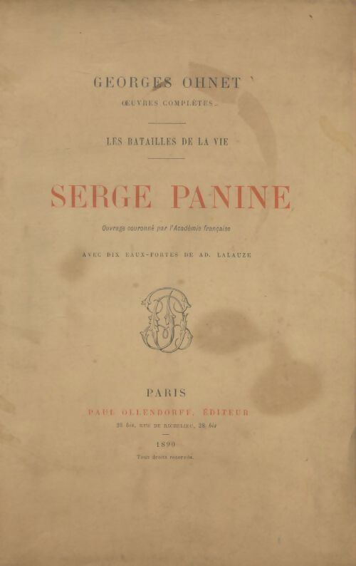 Serge Panine - Georges Ohnet - Livre