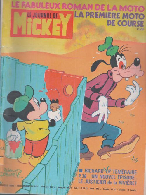 Livrenpoche : Le journal de Mickey n°1370 : Le fabuleux roman de la moto - Collectif - Livre