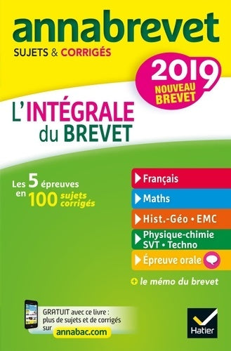 Livrenpoche : L'intégrale du brevet : Sujets et corrigés - Christine Formond - Livre