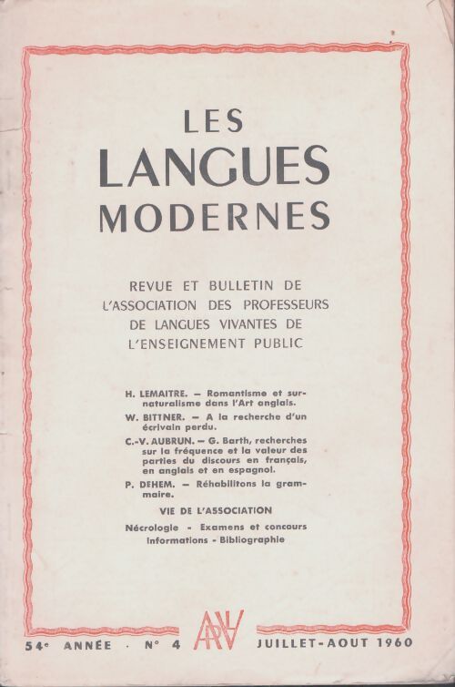 Livrenpoche : Les langues modernes 54e année n°4 - Collectif - Livre