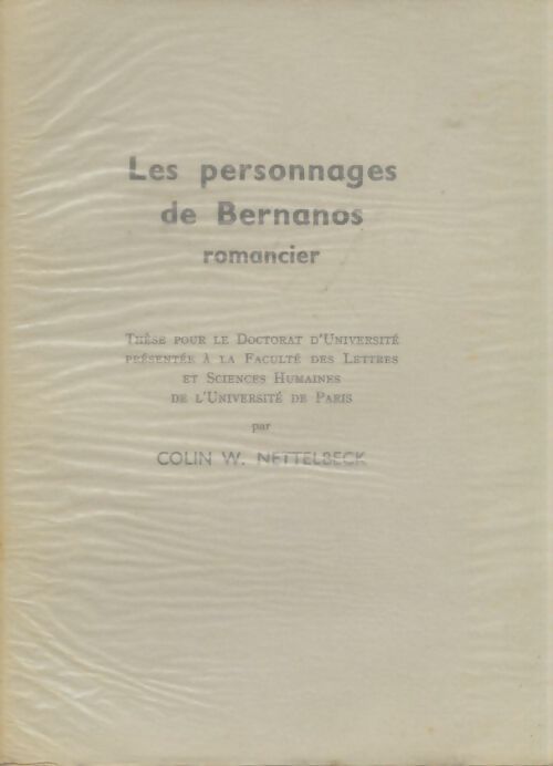 Livrenpoche : Les personnages de Bernanos - C.W Nettelbeck - Livre