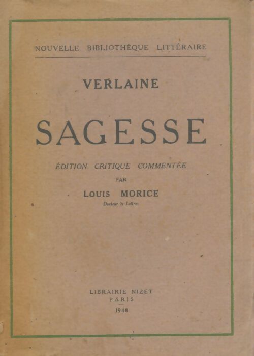 Livrenpoche : Verlaine : Sagesse - Louis Morice - Livre