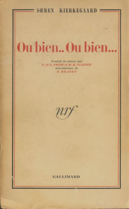 Livrenpoche : Ou bien...Ou bien - Soeren Kierkegaard - Livre
